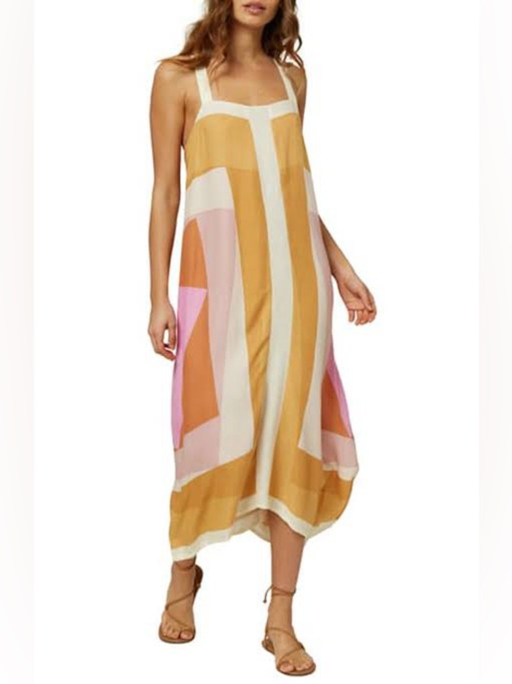 O'Neill Miranda Geometric Colorblock Midi Dress Size Small EUC